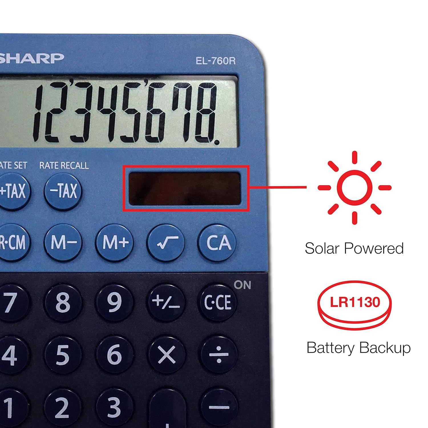 Sharp 8 Digit Pocket Calculator EL-760R BBl - Black & Blue
